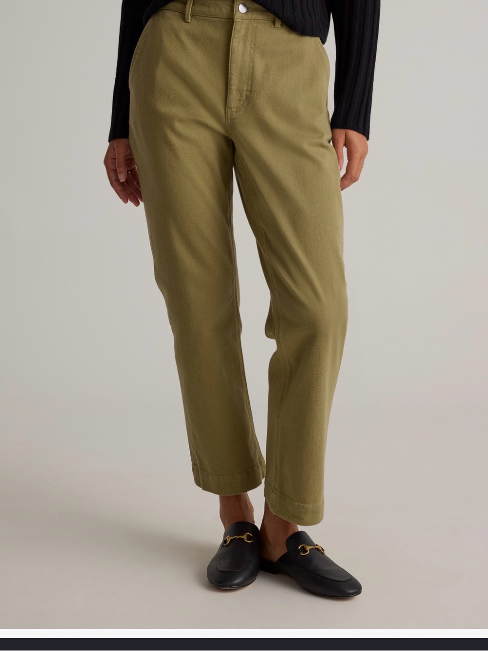 Quince Organic Stretch cotton twill straight leg cropped Pants women’s Sz 12 - Picture 12 of 12